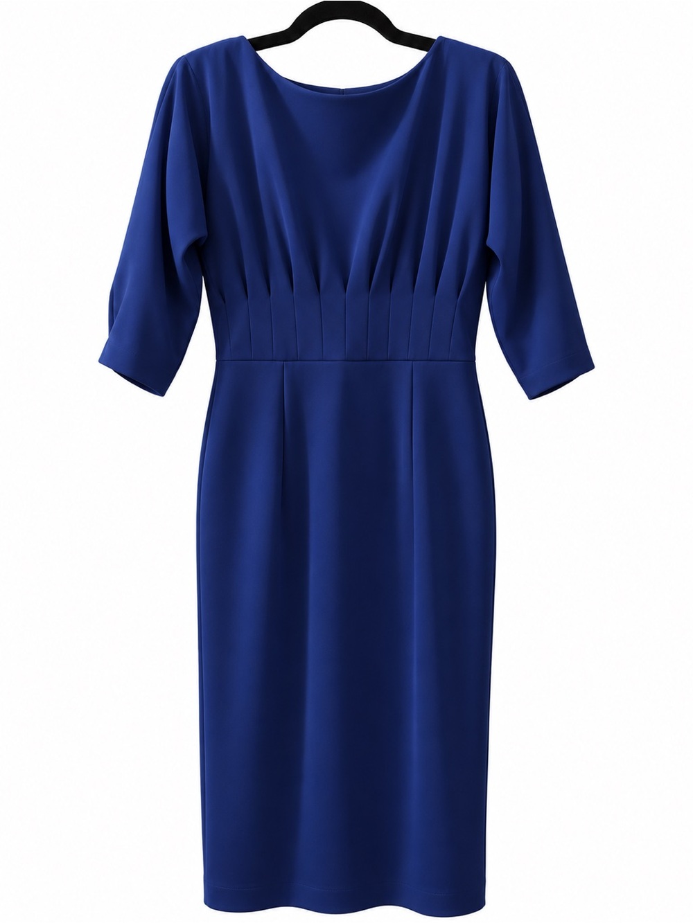 Antonio Melani Royal Navy Blue Pleated Sheath Midi Dress Size 12 Career Cocktail